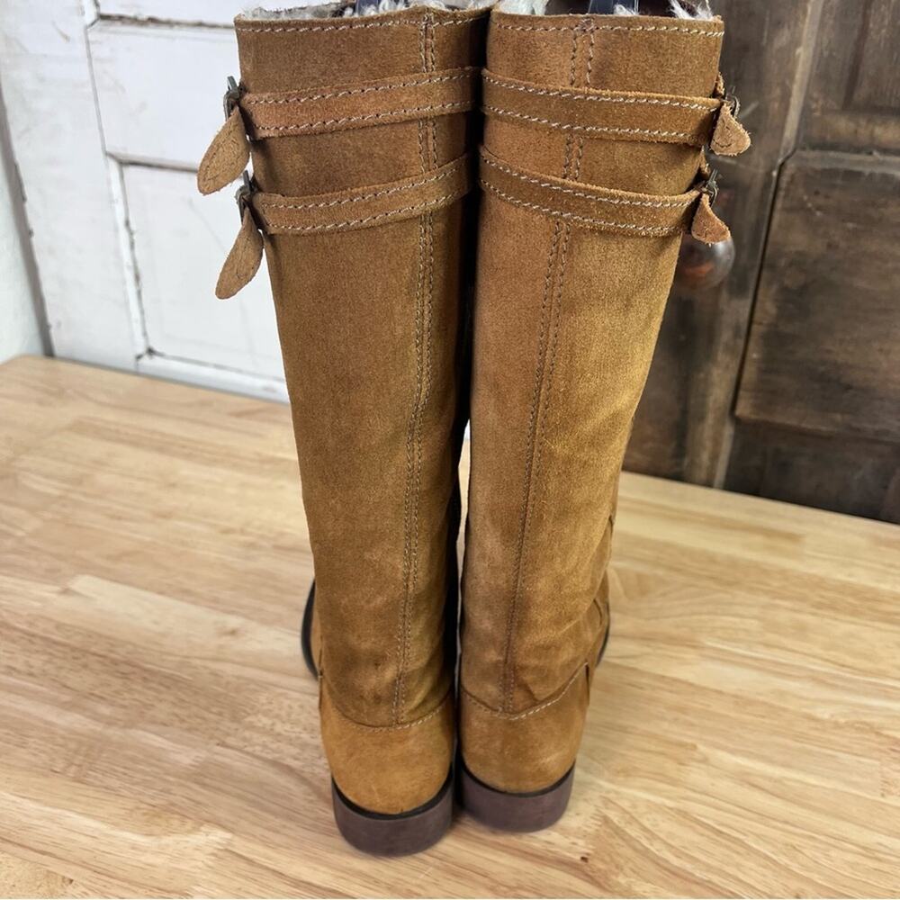 Zara Trafaluc Boots Womens 39 Below Knee Suede Tall Winter - Picture 11 of 13